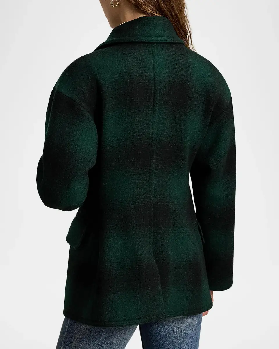 Polo Ralph Lauren Sculpted Plaid Wool-Blend Peacoat | Thumbnail 3