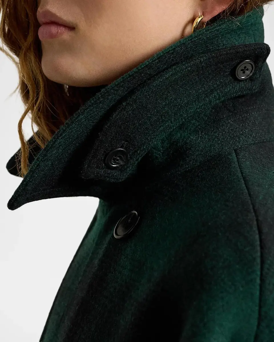 Polo Ralph Lauren Sculpted Plaid Wool-Blend Peacoat | Thumbnail 5