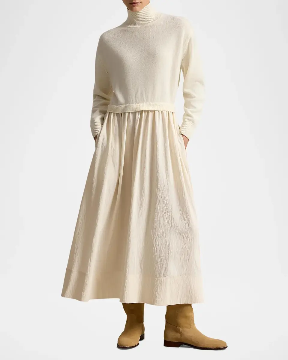 Polo Ralph Lauren Wool & Crepe Maxi Dress | Thumbnail 2