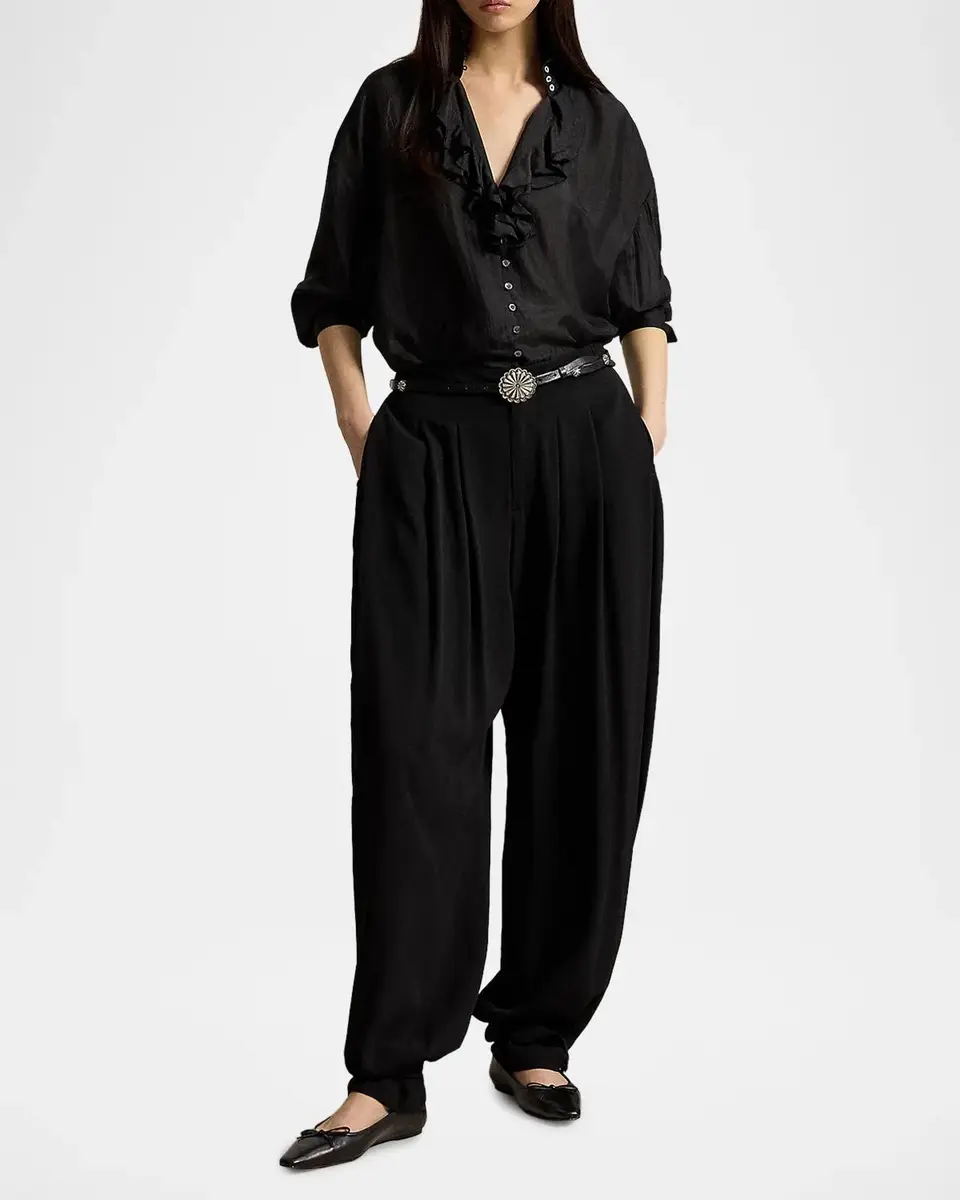 Polo Ralph Lauren Silk Habutai Ruffle Shirt | Thumbnail 2 Polo Ralph Lauren Silk Habutai Ruffle Shirt | Thumbnail 2