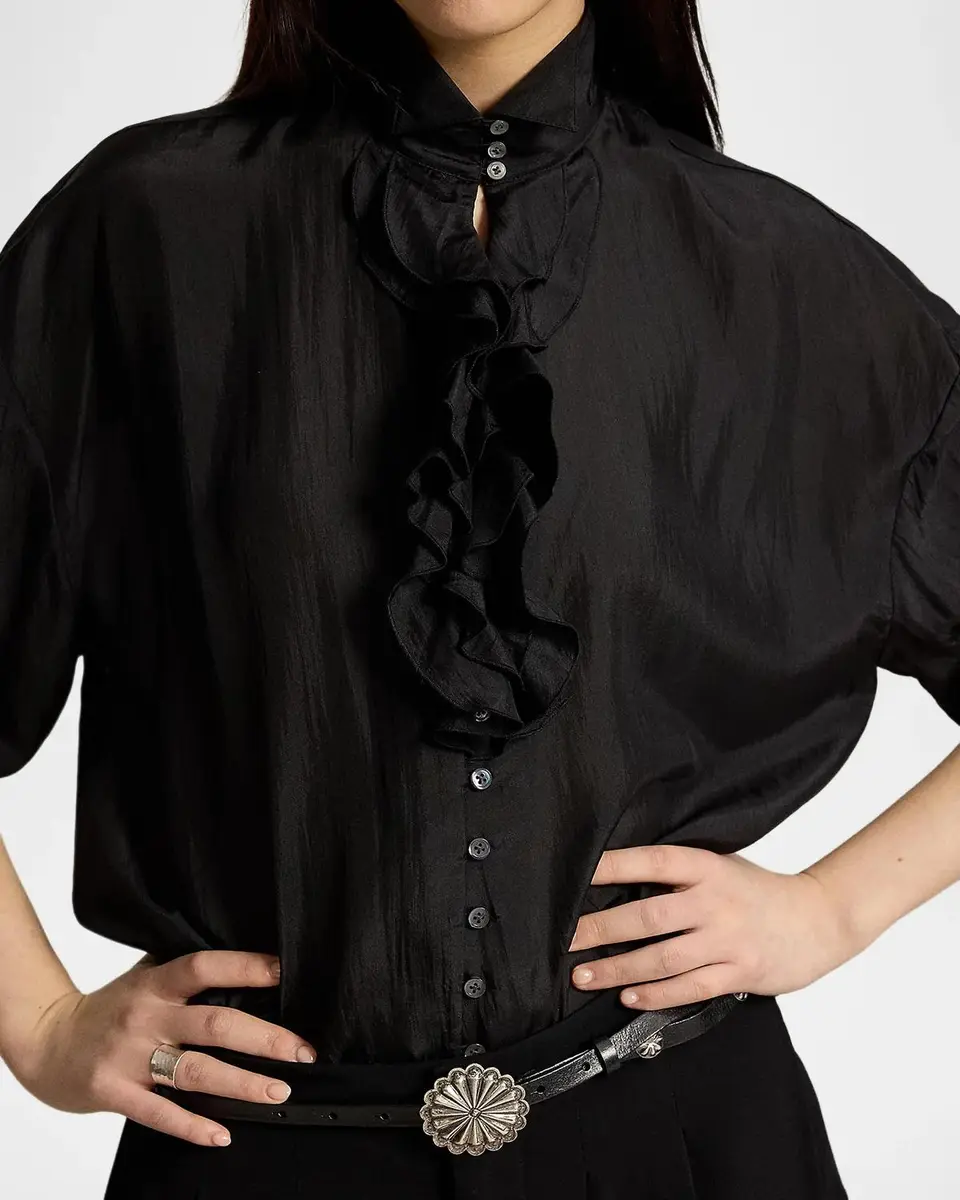 Polo Ralph Lauren Silk Habutai Ruffle Shirt | Thumbnail 5 Polo Ralph Lauren Silk Habutai Ruffle Shirt | Thumbnail 5