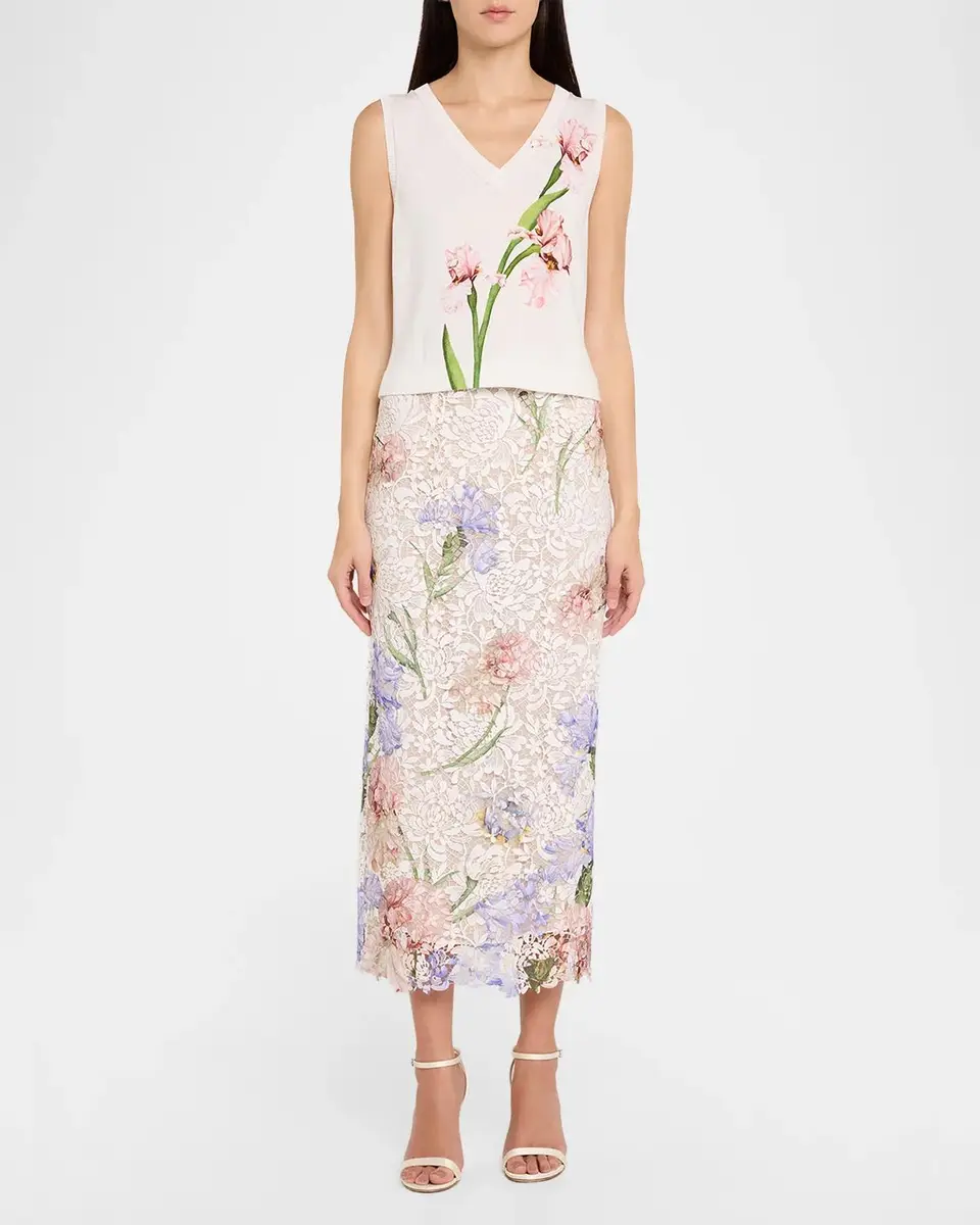 Oscar de la Renta Iris Degrade Print Guipure Lace Midi Skirt | Thumbnail 2 Oscar de la Renta Iris Degrade Print Guipure Lace Midi Skirt | Thumbnail 2