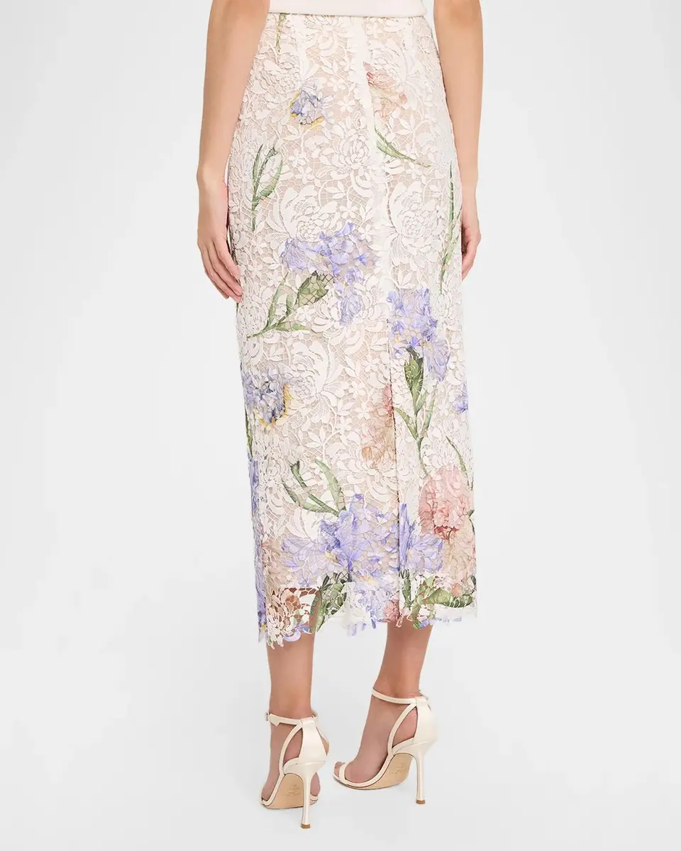 Oscar de la Renta Iris Degrade Print Guipure Lace Midi Skirt | Thumbnail 3 Oscar de la Renta Iris Degrade Print Guipure Lace Midi Skirt | Thumbnail 3