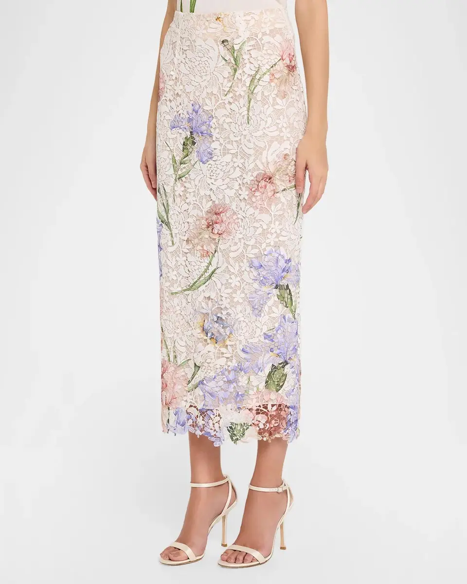 Oscar de la Renta Iris Degrade Print Guipure Lace Midi Skirt | Thumbnail 4 Oscar de la Renta Iris Degrade Print Guipure Lace Midi Skirt | Thumbnail 4
