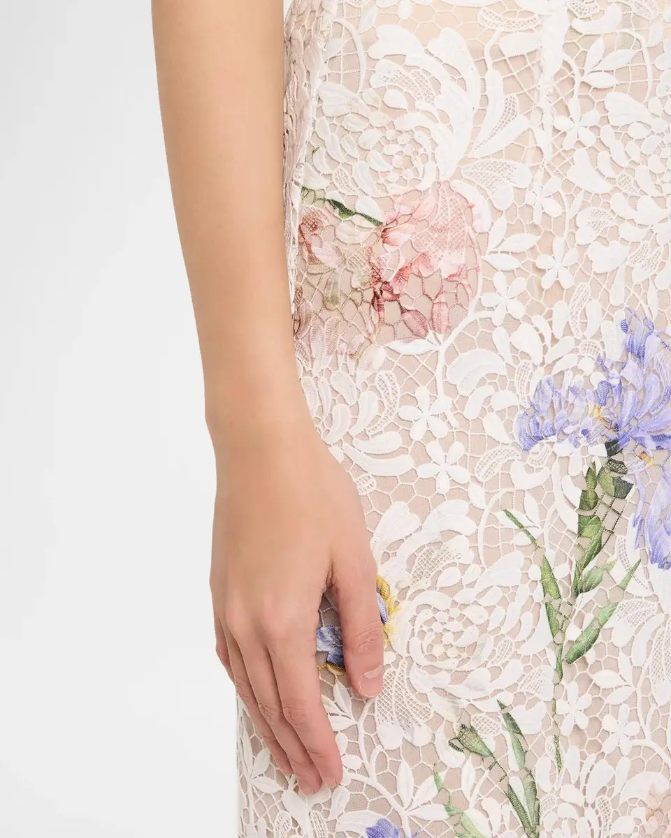 Oscar de la Renta Iris Degrade Print Guipure Lace Midi Skirt | Thumbnail 5 Oscar de la Renta Iris Degrade Print Guipure Lace Midi Skirt | Thumbnail 5