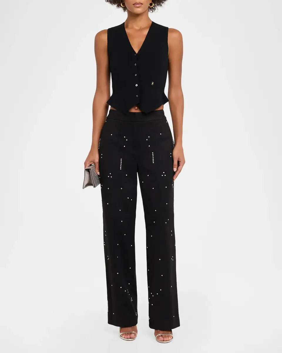 Elie Tahari The Amara Rhinestone Straight-Leg Pants | Thumbnail 2