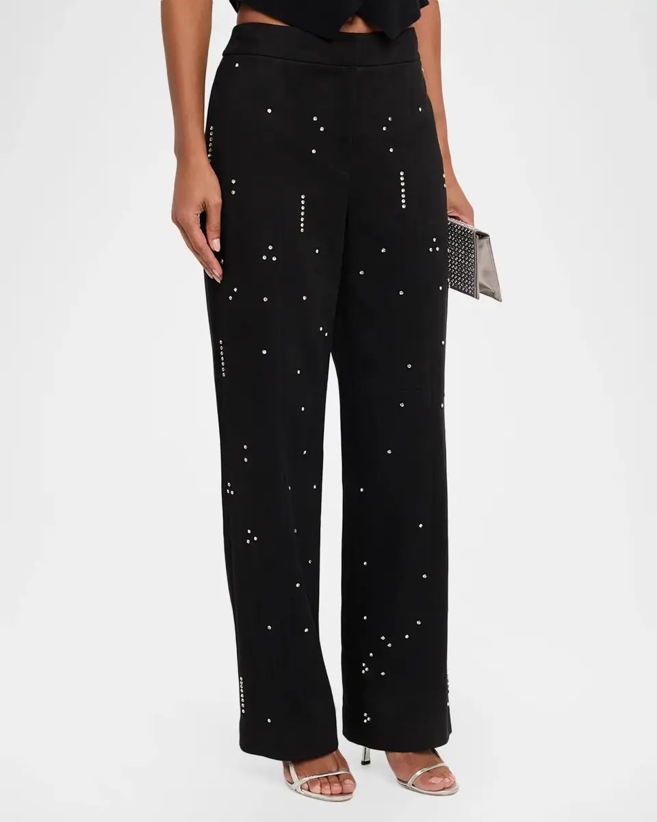 Elie Tahari The Amara Rhinestone Straight-Leg Pants | Thumbnail 4