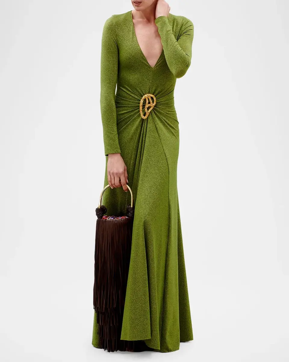 Silvia Tcherassi Melany Metallic A-Line Gown | Thumbnail 2 Silvia Tcherassi Melany Metallic A-Line Gown | Thumbnail 2