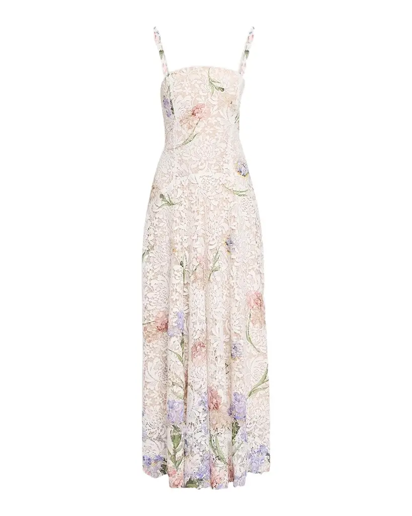 Oscar de la Renta Dégradé Iris Guipure Sleeveless Dress