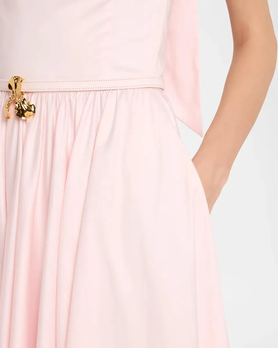 Oscar de la Renta Iris Belted Stretch Cotton Fit-And-Flare Halter Dress | Thumbnail 5