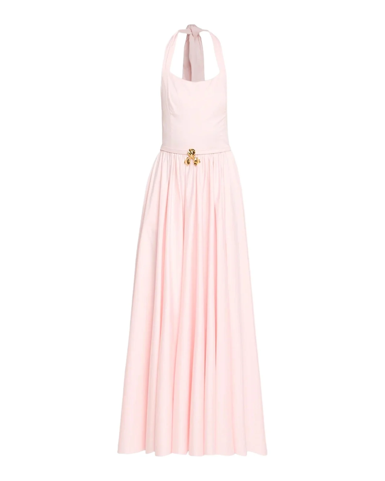 Oscar de la Renta Iris Belted Stretch Cotton Fit-And-Flare Halter Dress