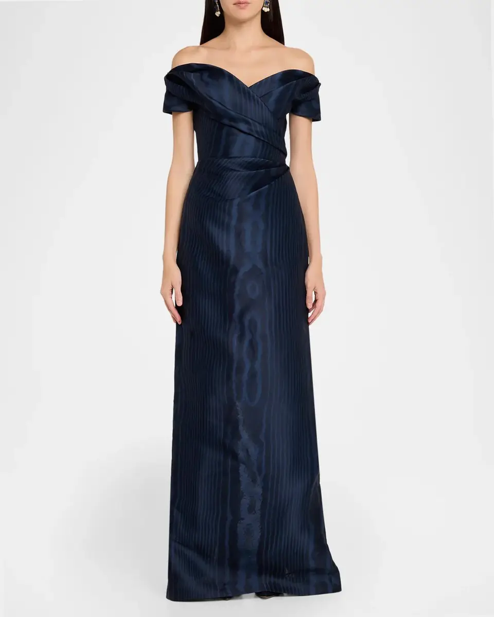 Oscar de la Renta Off-The-Shoulder Moire Silk Gazar Gown | Thumbnail 2 Oscar de la Renta Off-The-Shoulder Moire Silk Gazar Gown | Thumbnail 2