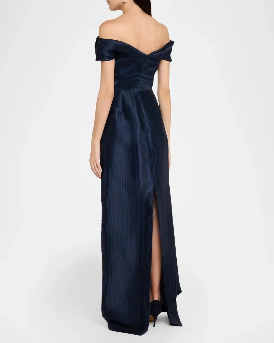 Oscar de la Renta Off-The-Shoulder Moire Silk Gazar Gown | Thumbnail 3 Oscar de la Renta Off-The-Shoulder Moire Silk Gazar Gown | Thumbnail 3