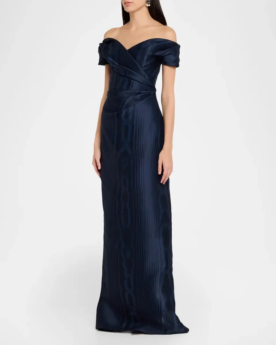 Oscar de la Renta Off-The-Shoulder Moire Silk Gazar Gown | Thumbnail 4 Oscar de la Renta Off-The-Shoulder Moire Silk Gazar Gown | Thumbnail 4