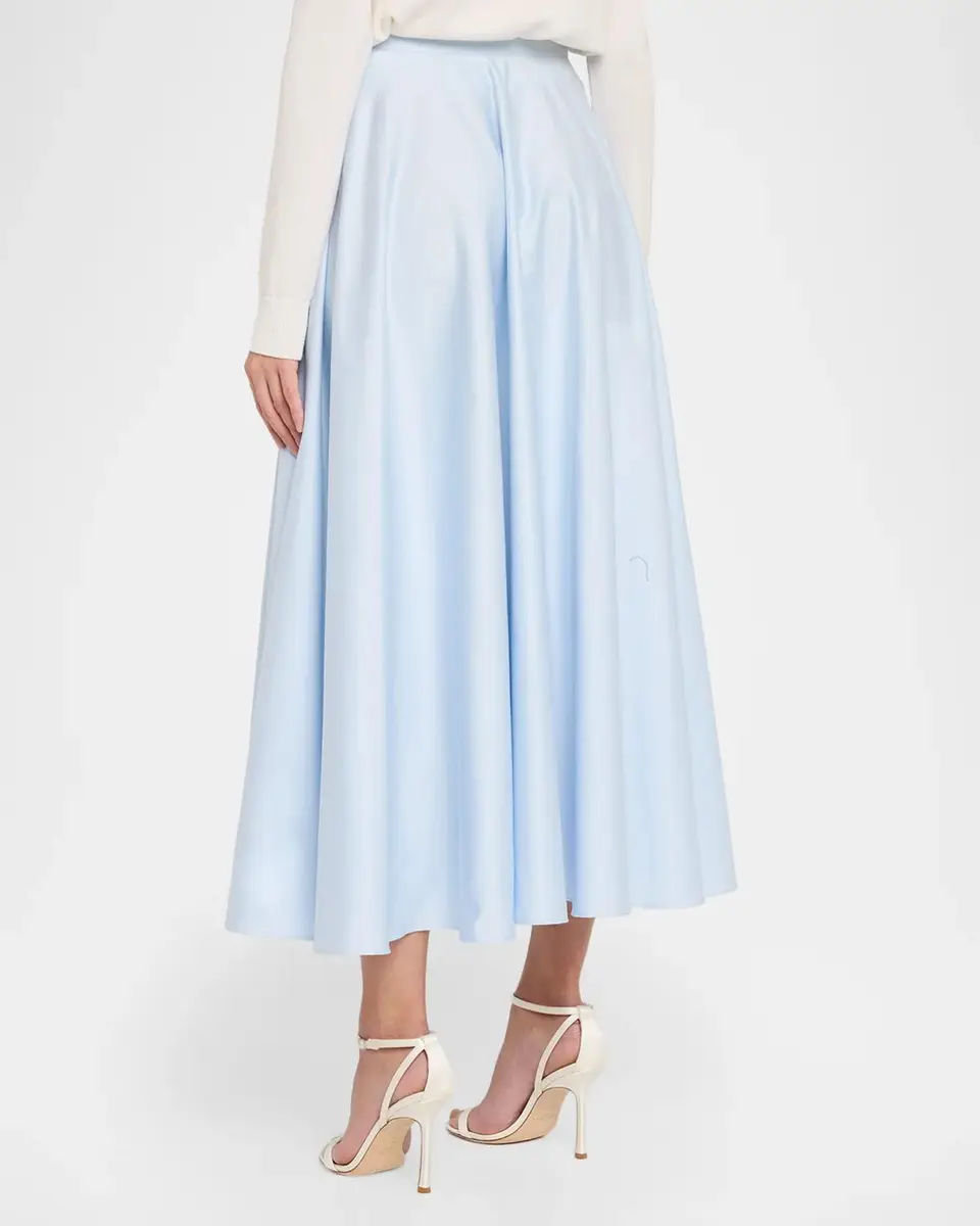 Oscar de la Renta Cotton Poplin Sateen Midi Circle Skirt | Thumbnail 3 Oscar de la Renta Cotton Poplin Sateen Midi Circle Skirt | Thumbnail 3
