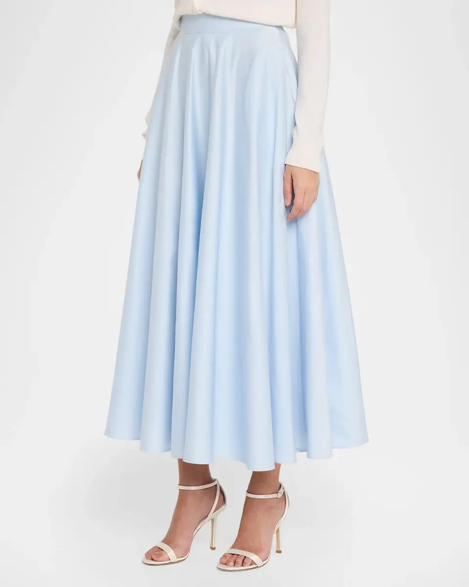 Oscar de la Renta Cotton Poplin Sateen Midi Circle Skirt | Thumbnail 4 Oscar de la Renta Cotton Poplin Sateen Midi Circle Skirt | Thumbnail 4