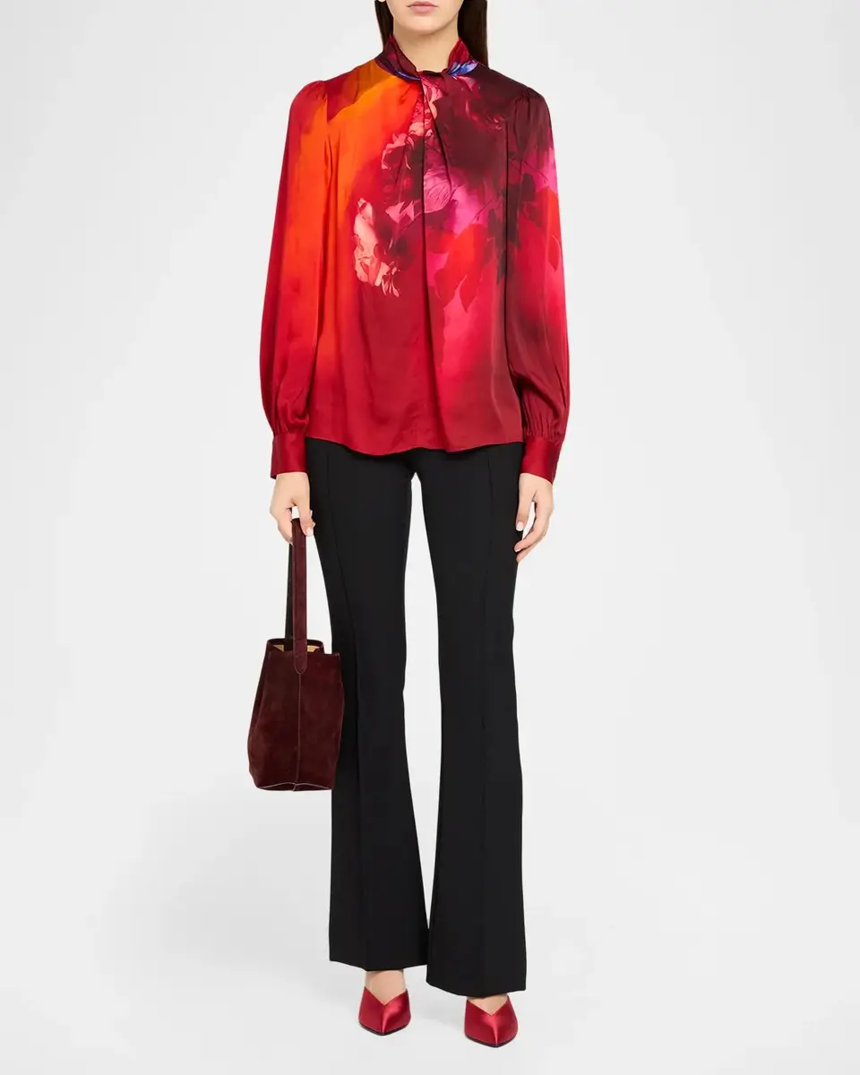 Elie Tahari The Lola Gradient Floral Silk-Blend Blouse | Thumbnail 2 Elie Tahari The Lola Gradient Floral Silk-Blend Blouse | Thumbnail 2