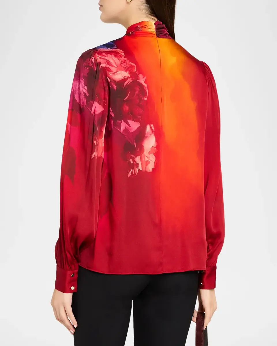Elie Tahari The Lola Gradient Floral Silk-Blend Blouse | Thumbnail 3 Elie Tahari The Lola Gradient Floral Silk-Blend Blouse | Thumbnail 3