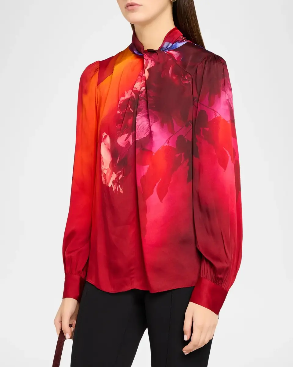 Elie Tahari The Lola Gradient Floral Silk-Blend Blouse | Thumbnail 4 Elie Tahari The Lola Gradient Floral Silk-Blend Blouse | Thumbnail 4