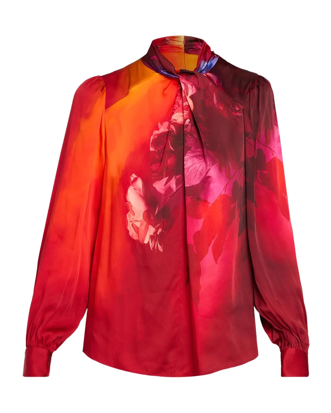 Elie Tahari The Lola Gradient Floral Silk-Blend Blouse