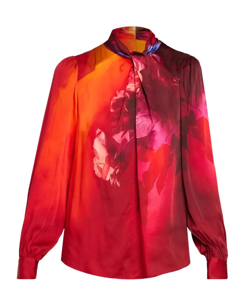 The Lola Gradient Floral Silk-Blend Blouse