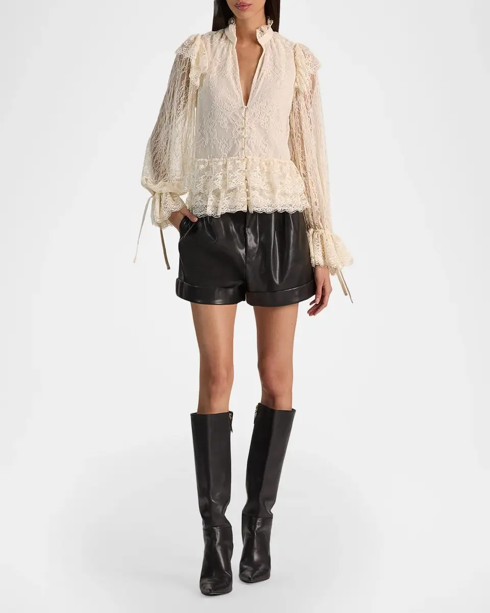Alice + Olivia Wilhelmina Lace Ruffle Blouse | Thumbnail 2 Alice + Olivia Wilhelmina Lace Ruffle Blouse | Thumbnail 2