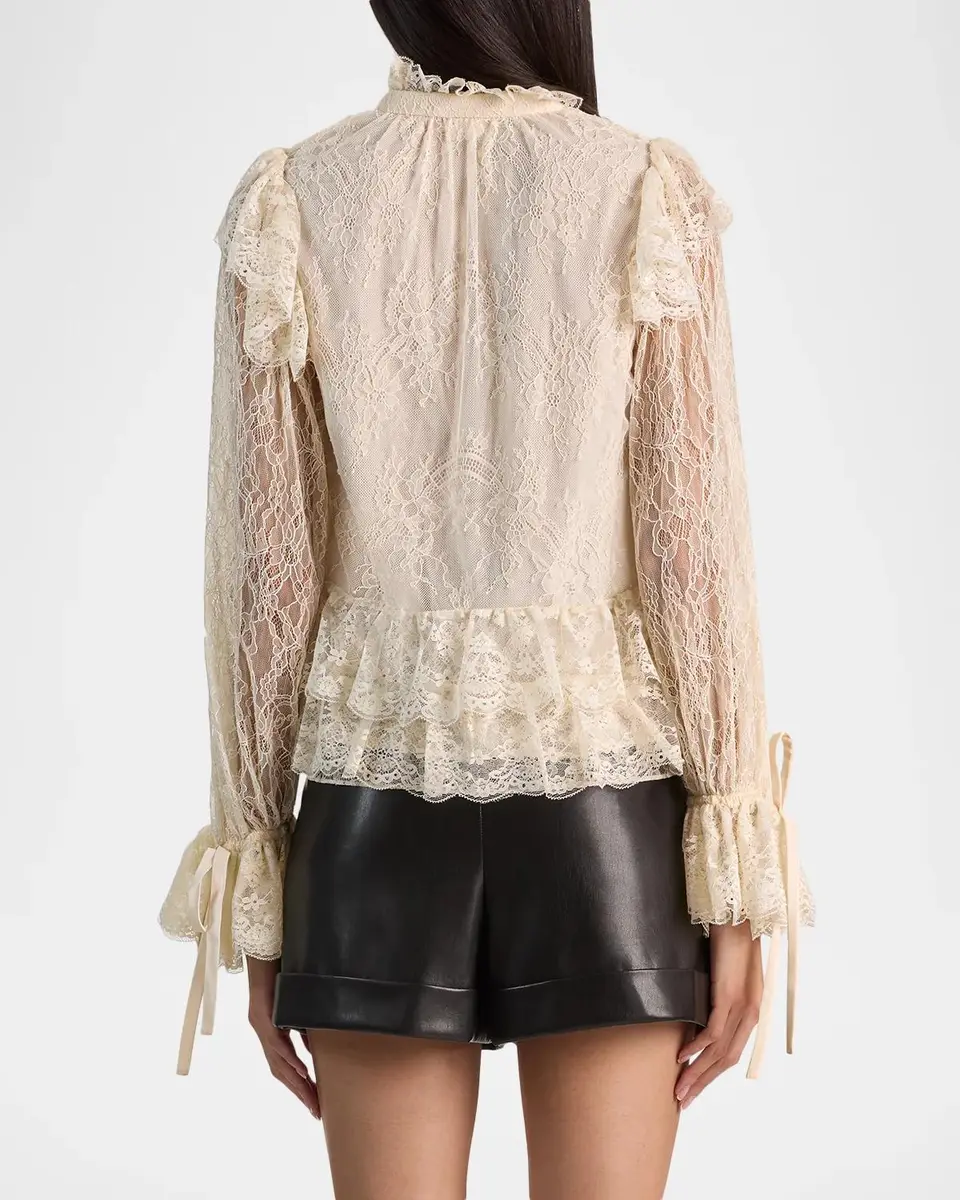 Alice + Olivia Wilhelmina Lace Ruffle Blouse | Thumbnail 3 Alice + Olivia Wilhelmina Lace Ruffle Blouse | Thumbnail 3