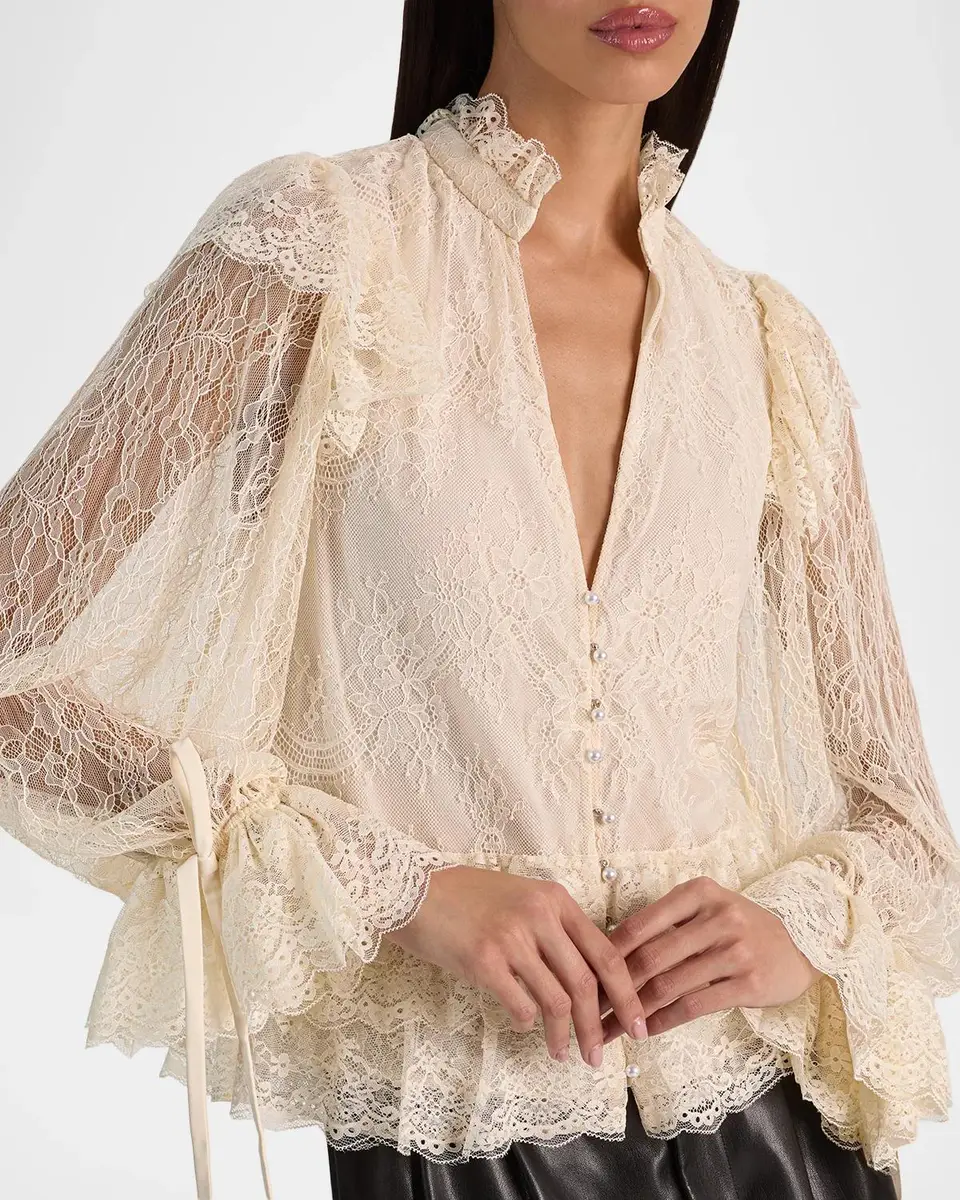 Alice + Olivia Wilhelmina Lace Ruffle Blouse | Thumbnail 5 Alice + Olivia Wilhelmina Lace Ruffle Blouse | Thumbnail 5