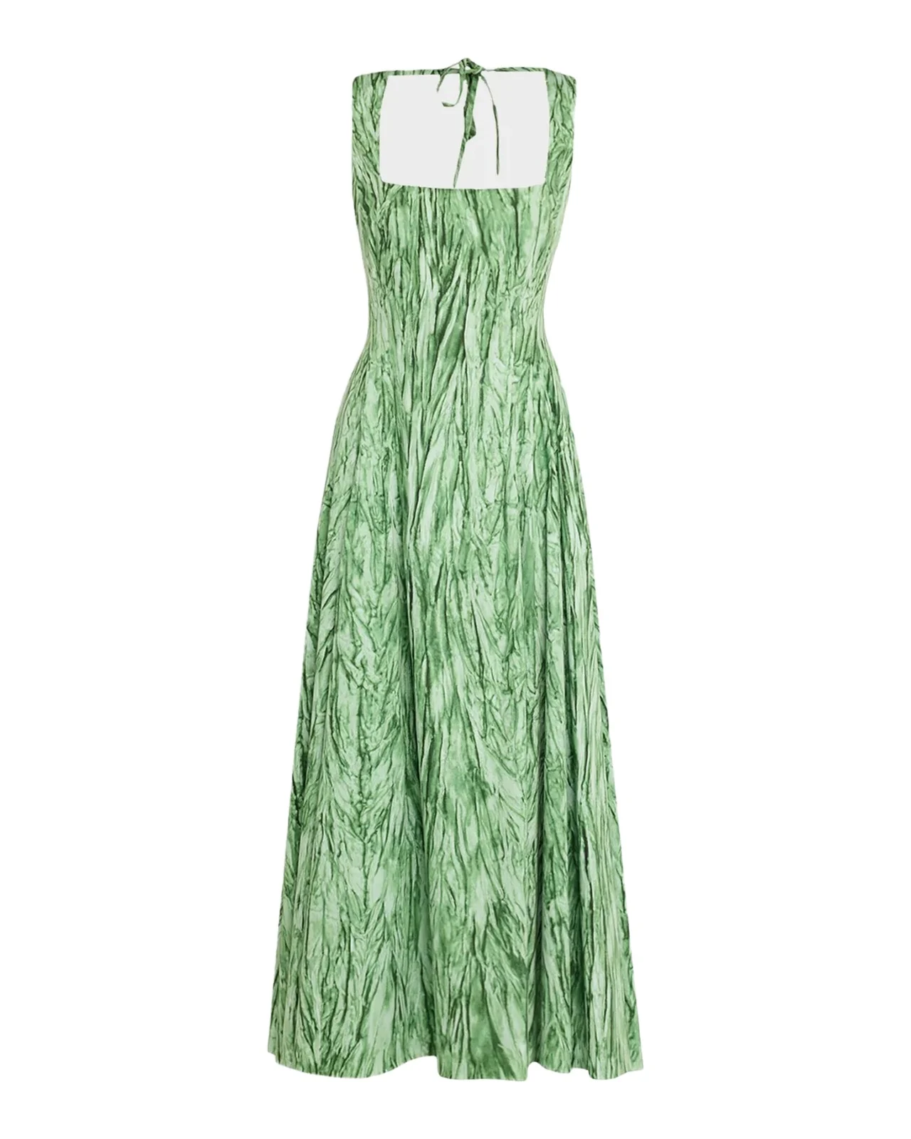 Sleeveless Velvet-Print Cotton Poplin Sateen Midi Dress