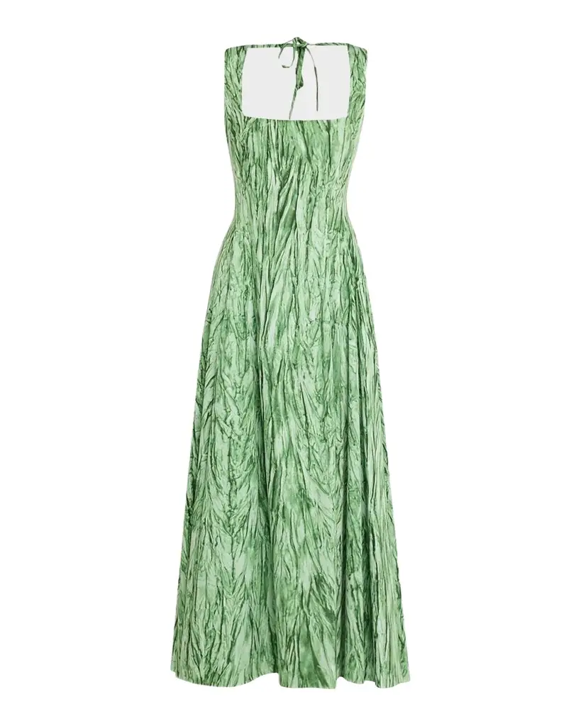 Oscar de la Renta Sleeveless Velvet-Print Cotton Poplin Sateen Midi Dress
