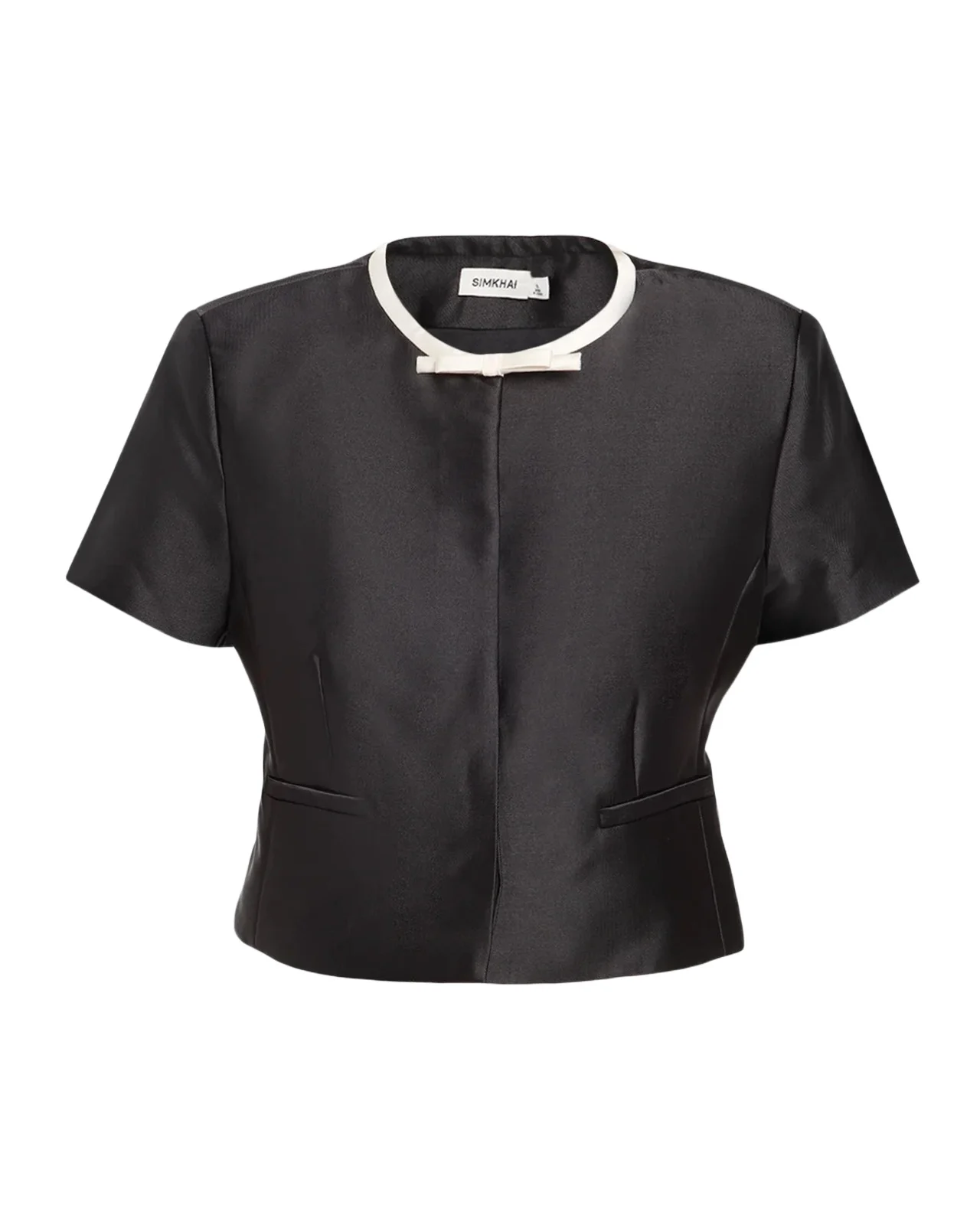 Naelle Short-Sleeve Satin Top