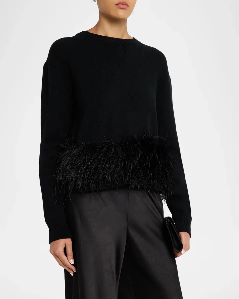 Ramy Brook Lana Feather Trim Wool-Blend Top | Thumbnail 4 Ramy Brook Lana Feather Trim Wool-Blend Top | Thumbnail 4