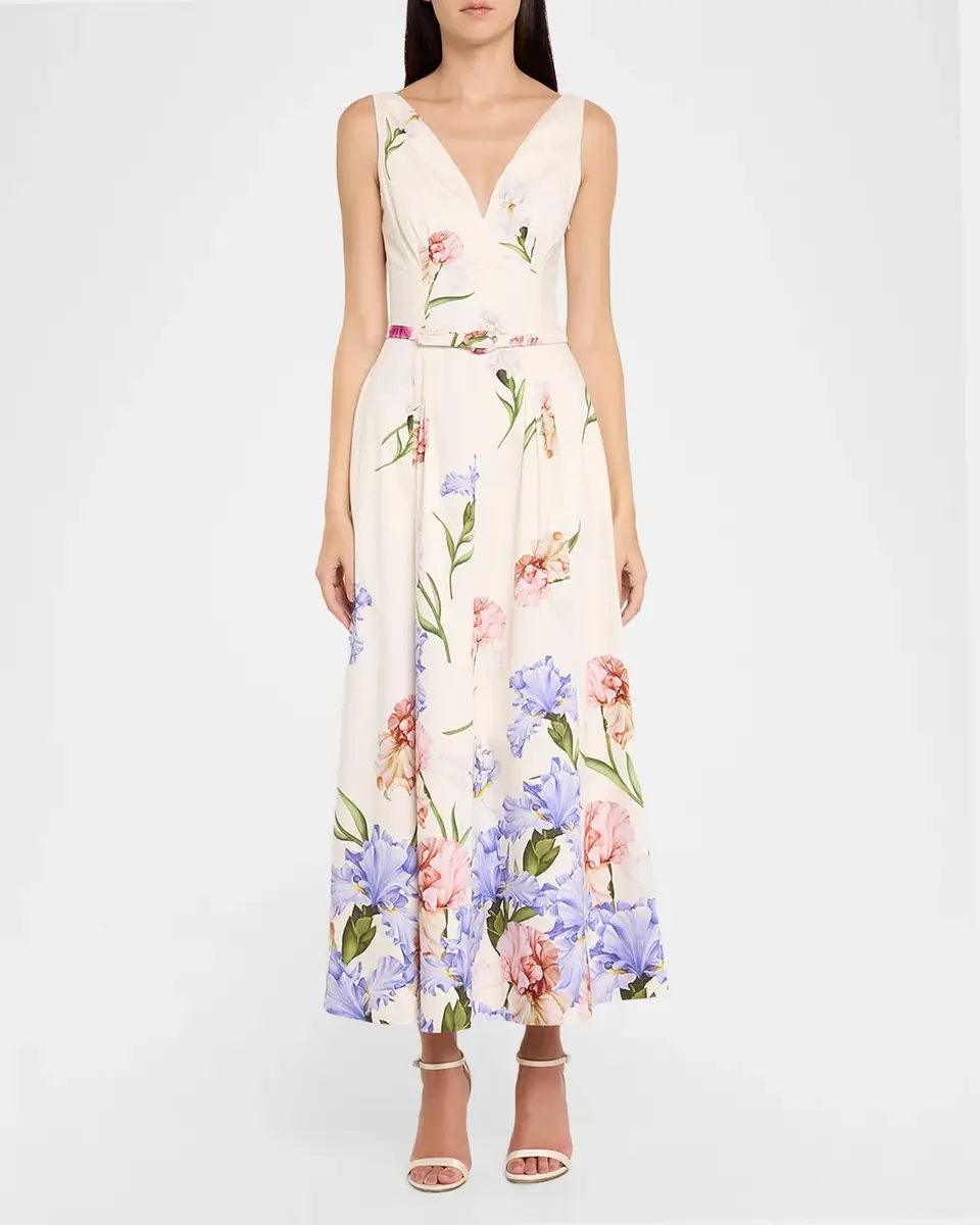Oscar de la Renta Sleeveless Dégradé Iris Cotton Poplin Dress | Thumbnail 2 Oscar de la Renta Sleeveless Dégradé Iris Cotton Poplin Dress | Thumbnail 2