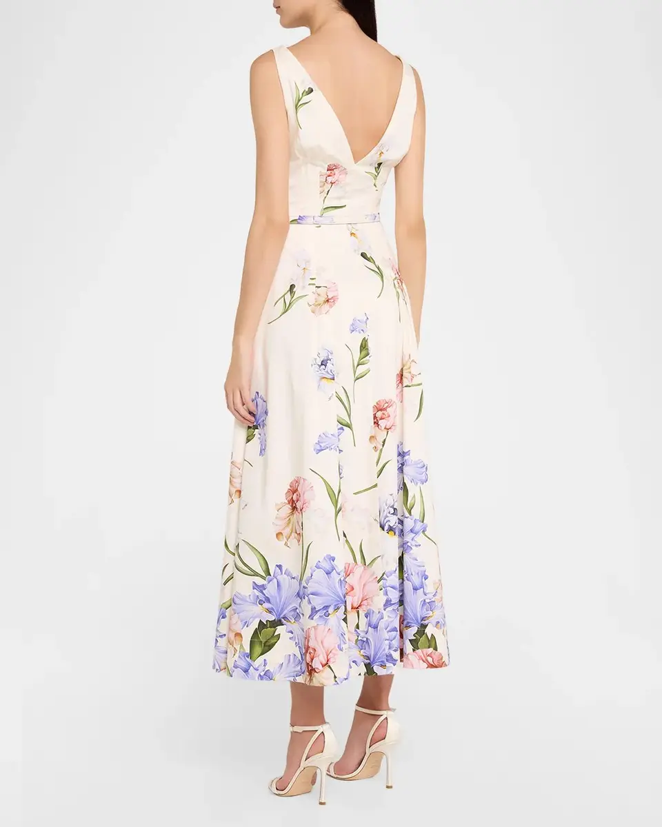 Oscar de la Renta Sleeveless Dégradé Iris Cotton Poplin Dress | Thumbnail 3 Oscar de la Renta Sleeveless Dégradé Iris Cotton Poplin Dress | Thumbnail 3