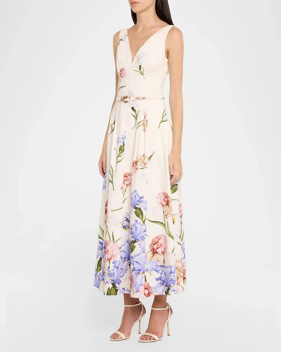 Oscar de la Renta Sleeveless Dégradé Iris Cotton Poplin Dress | Thumbnail 4 Oscar de la Renta Sleeveless Dégradé Iris Cotton Poplin Dress | Thumbnail 4
