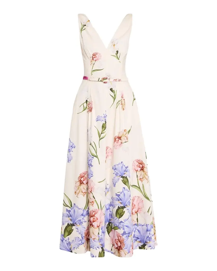 Oscar de la Renta Sleeveless Dégradé Iris Cotton Poplin Dress