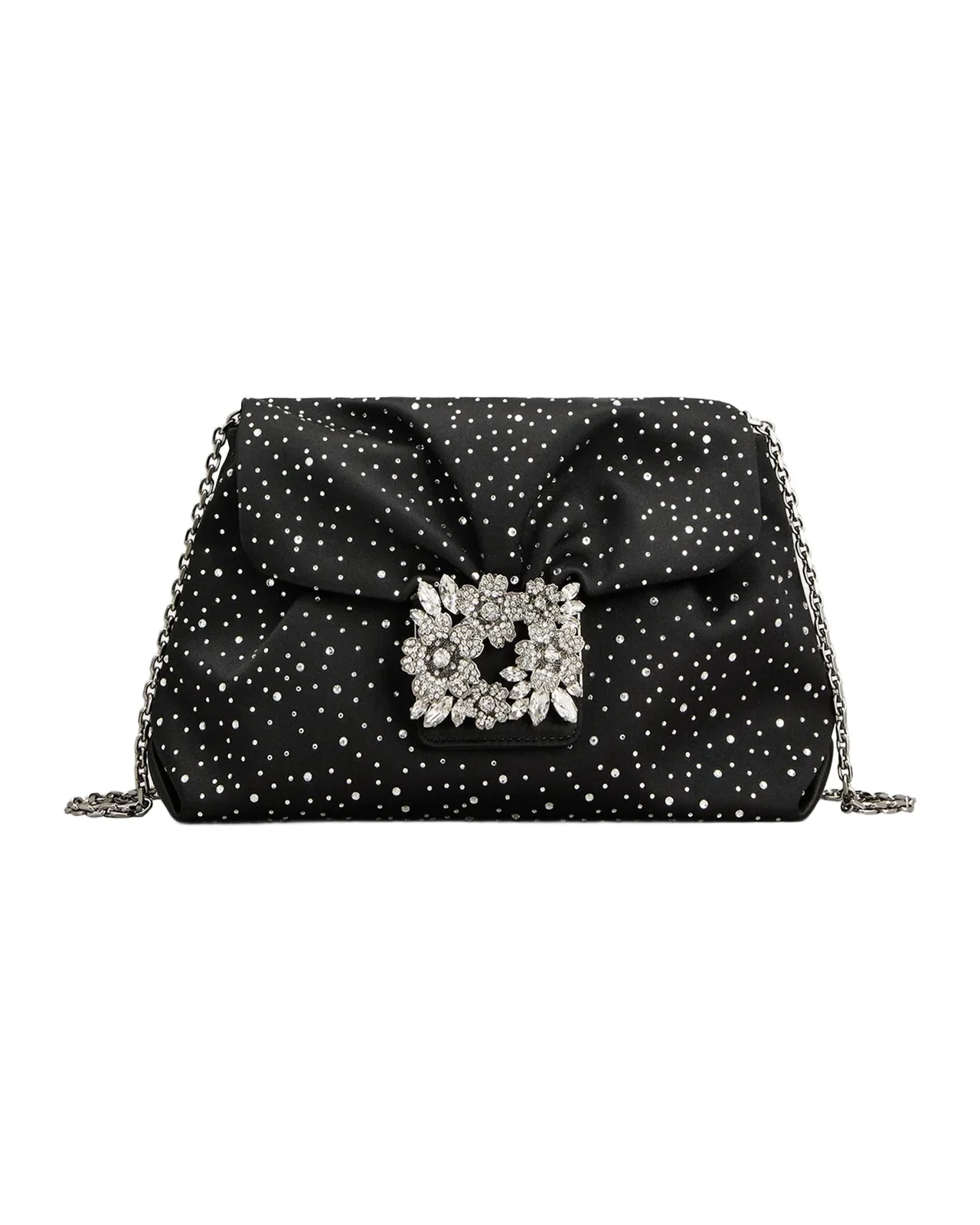 Roger Vivier Bouquet Mini Rhinestone Satin Shoulder Bag