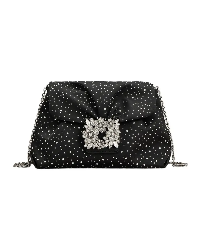 Roger Vivier Bouquet Mini Rhinestone Satin Shoulder Bag