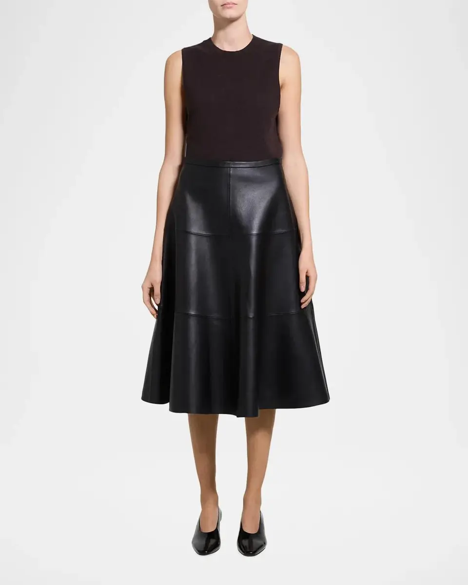 Theory Leather Midi Circle Skirt | Thumbnail 2