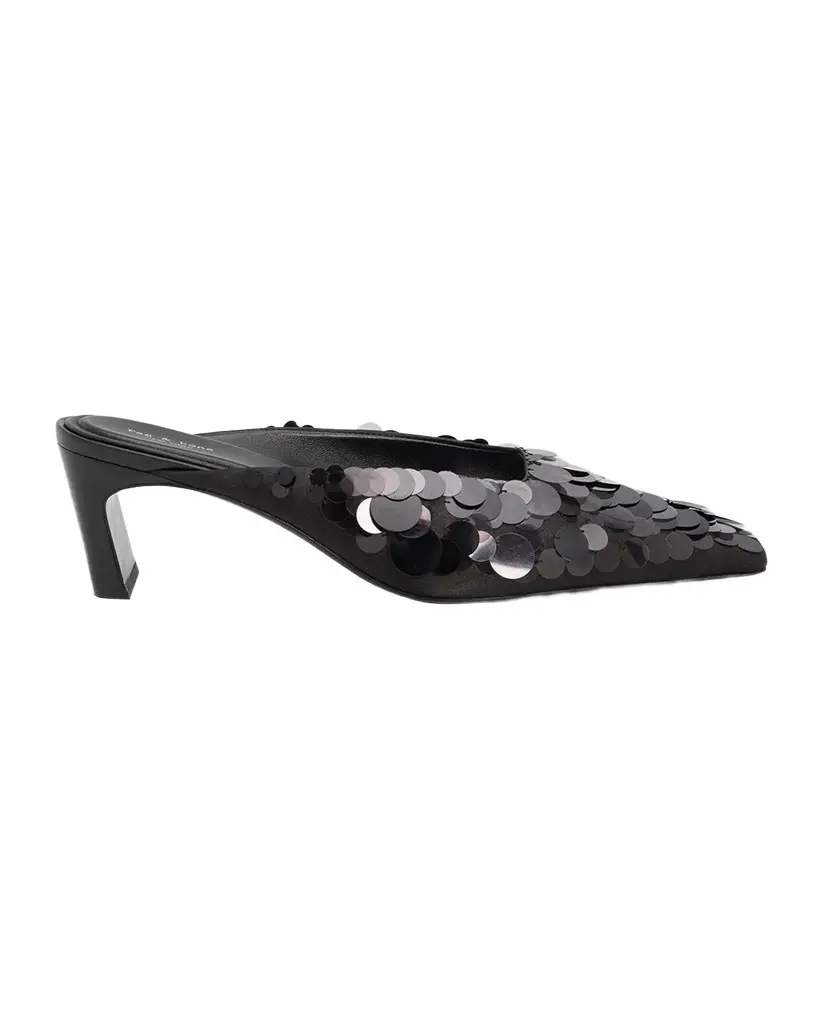 rag & bone Kai 55MM Paillette-Embellished Satin Mules