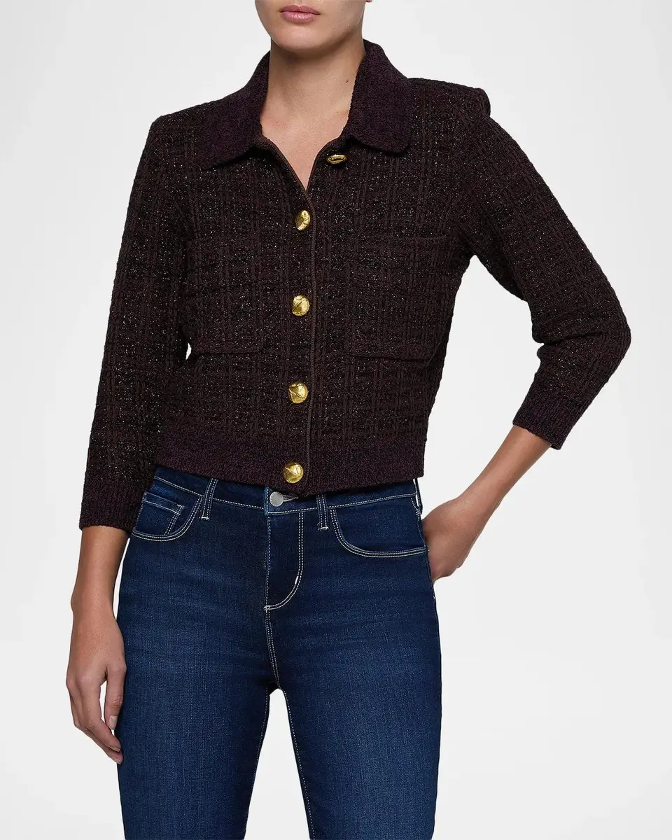 L'Agence Morrigan Tweed Stitch Cardigan | Thumbnail 4 L'Agence Morrigan Tweed Stitch Cardigan | Thumbnail 4