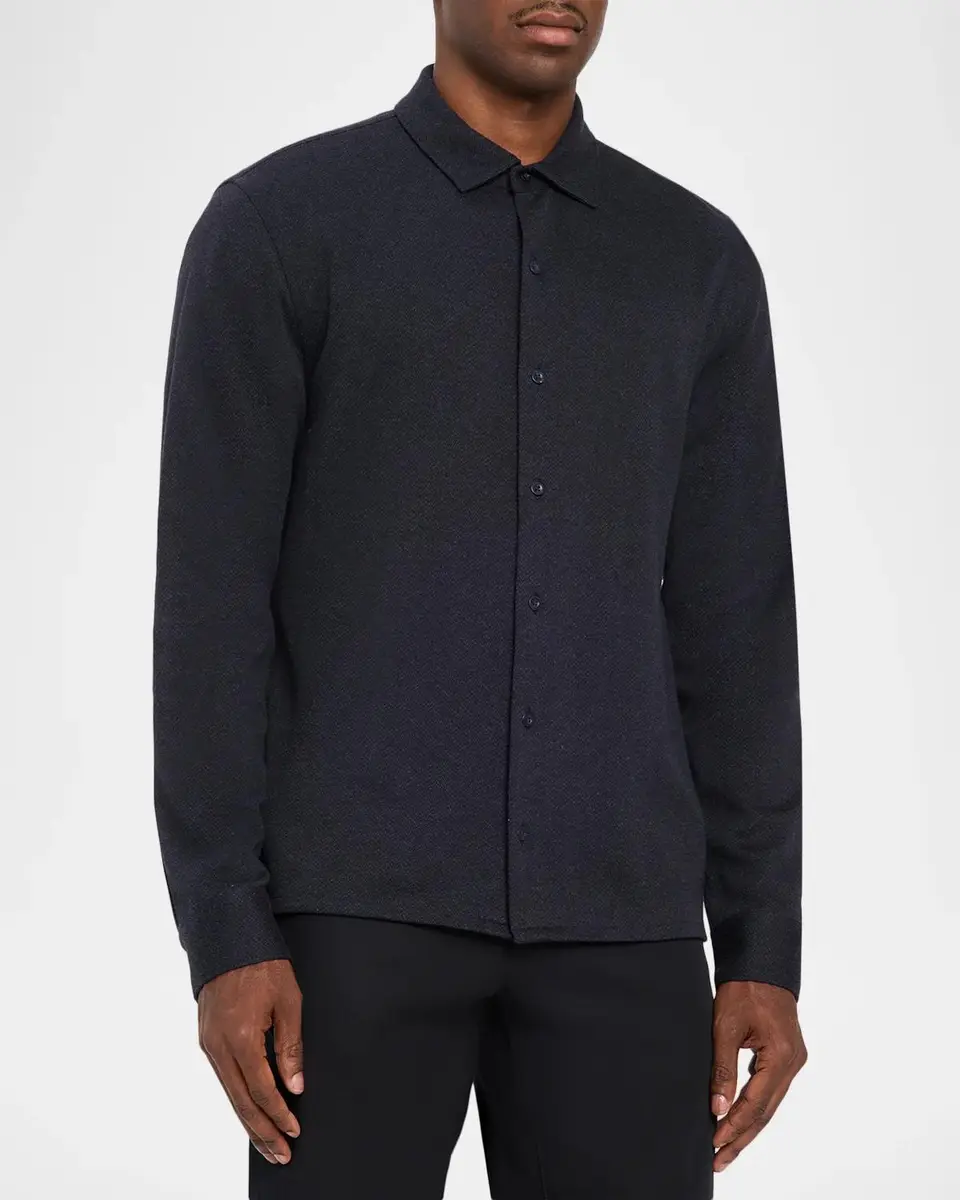 Vince Men's Micro-Herringbone Button-Down Shirt | Thumbnail 4 Vince Men's Micro-Herringbone Button-Down Shirt | Thumbnail 4