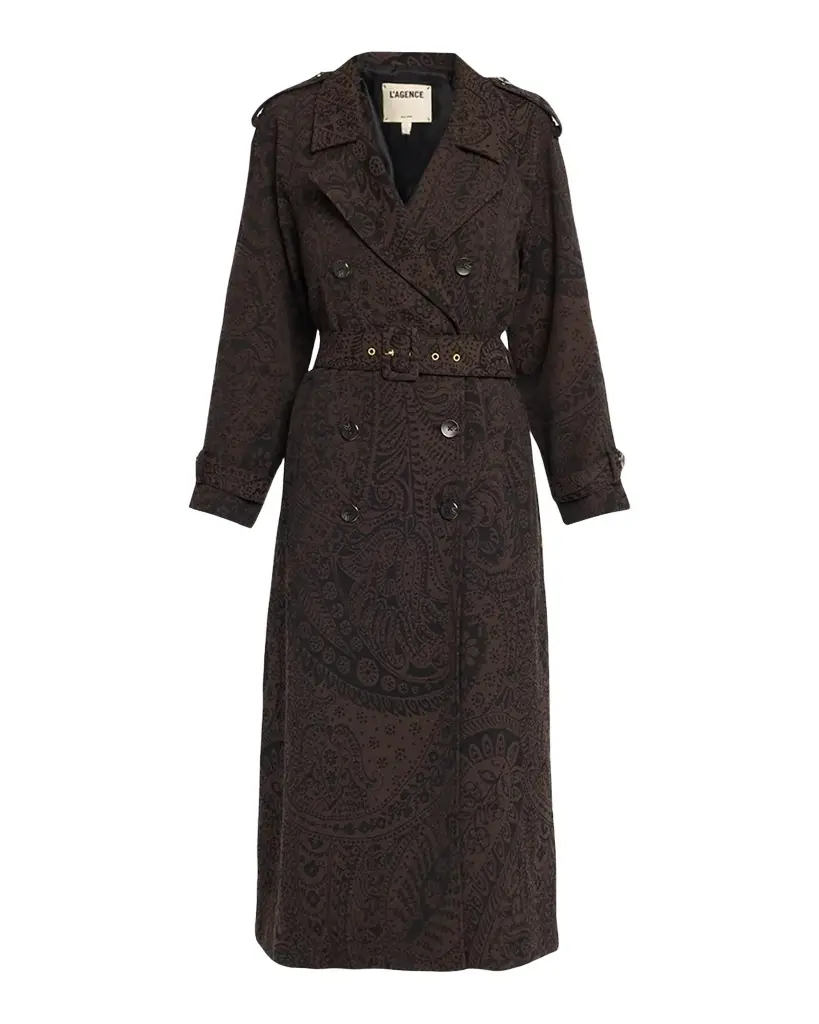 L'Agence Brinley Oversized Paisley Trench Coat