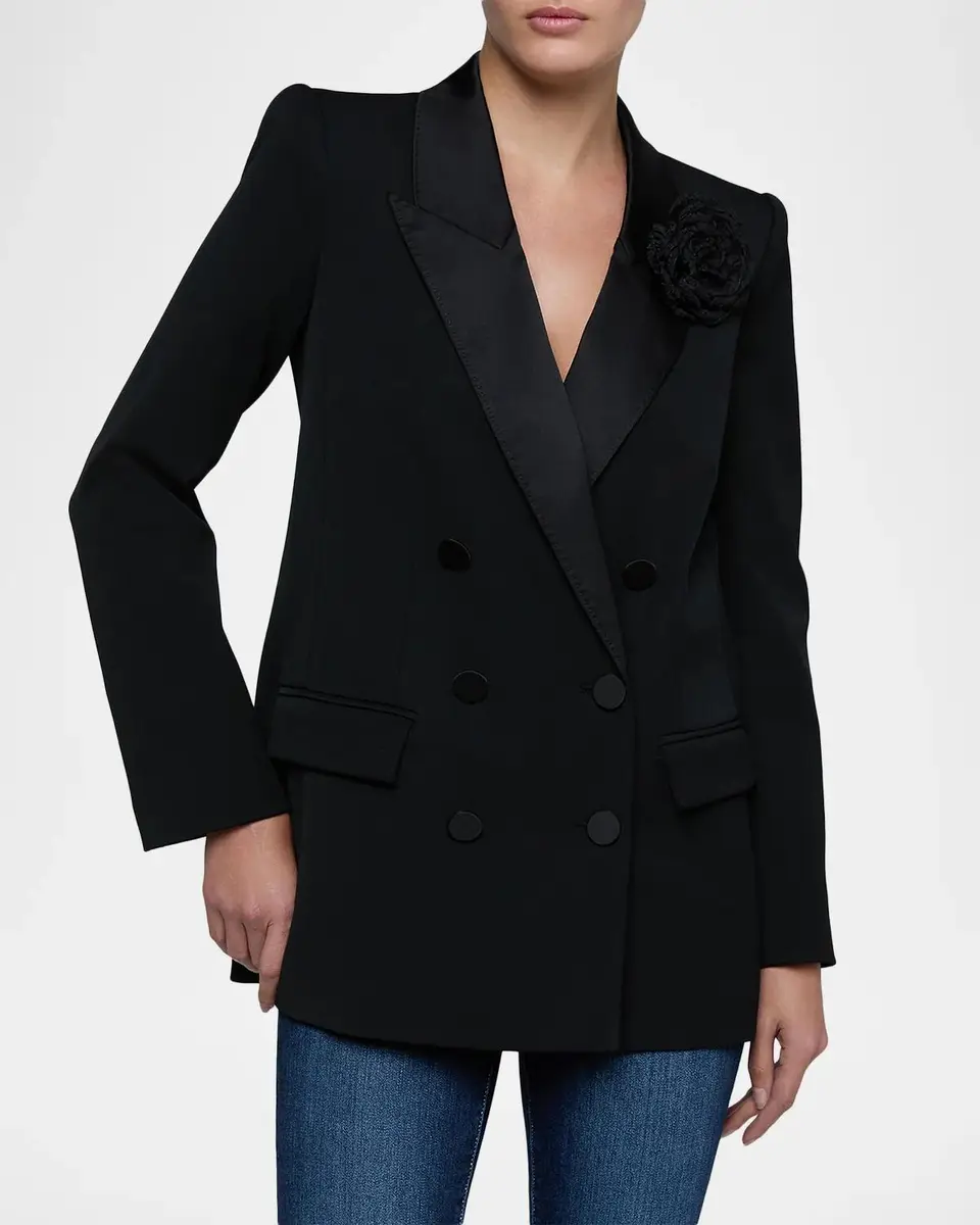 L'Agence Cambrie Oversized Blazer with Boutonniere | Thumbnail 4 L'Agence Cambrie Oversized Blazer with Boutonniere | Thumbnail 4