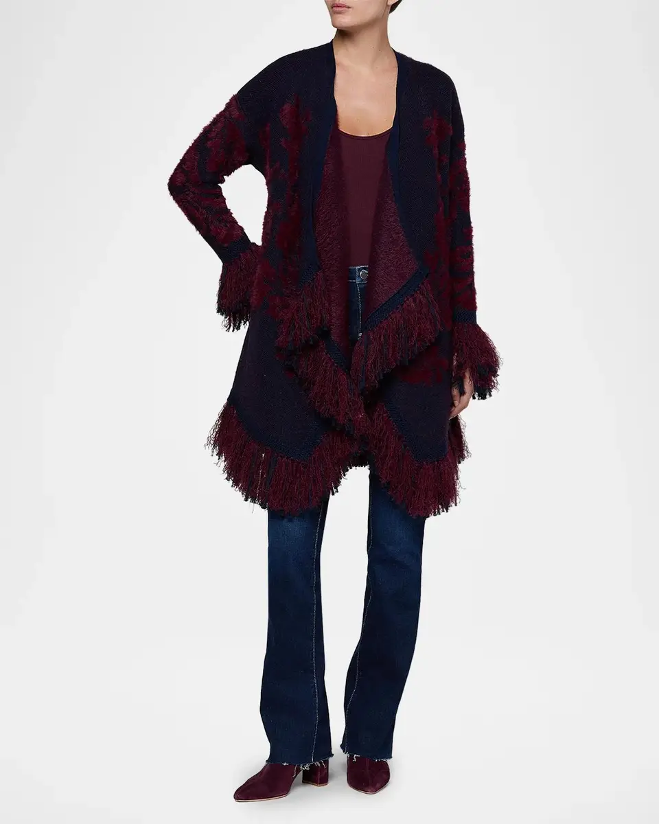 L'Agence Naiad Jacquard Fringe-Trim Cardigan | Thumbnail 4 L'Agence Naiad Jacquard Fringe-Trim Cardigan | Thumbnail 4