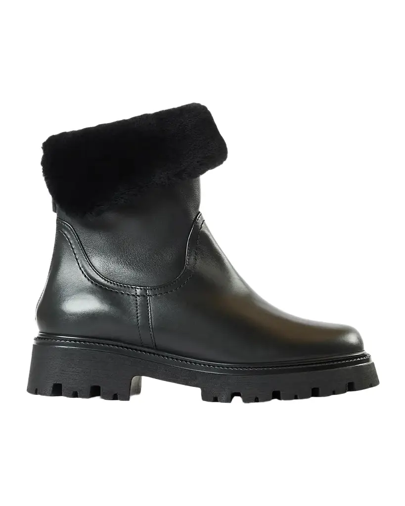 Aquatalia 40mm Mimi Shearling-Lined Waterproof Suede Ankle Boots