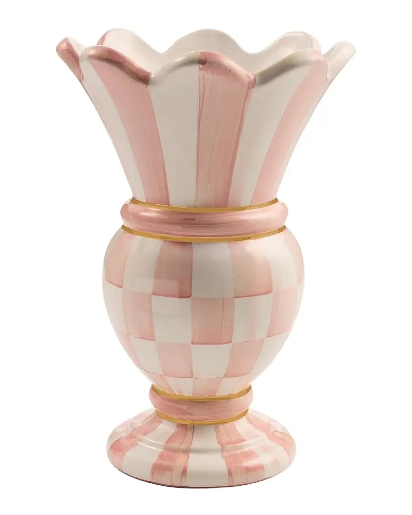MacKenzie-Childs Rosy Checked Ceramic Vase