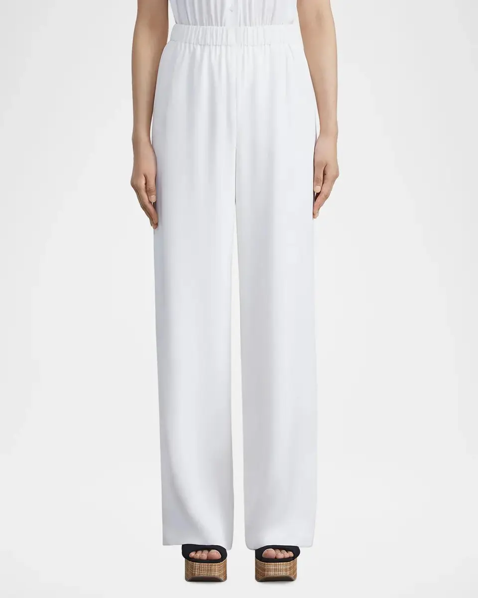 Lafayette 148 New York Organic Silk Crepe Straight-Leg Pull-On Pants | Thumbnail 2 Lafayette 148 New York Organic Silk Crepe Straight-Leg Pull-On Pants | Thumbnail 2