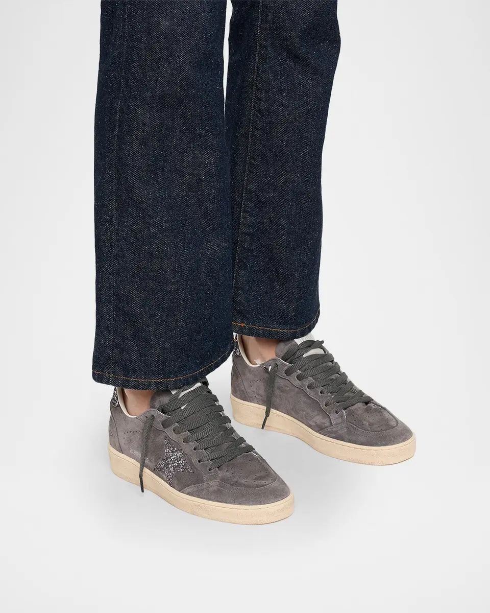 Golden Goose Ball Star Suede And Glitter Low-Top Sneakers | Thumbnail 2