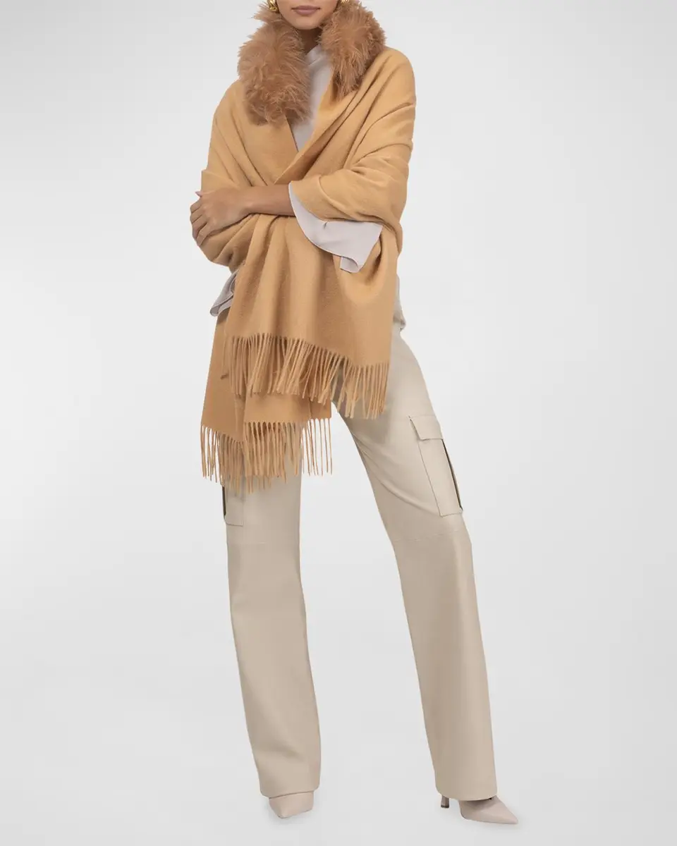 Gorski Cashmere & Lamb Shearling Stole | Thumbnail 2 Gorski Cashmere & Lamb Shearling Stole | Thumbnail 2